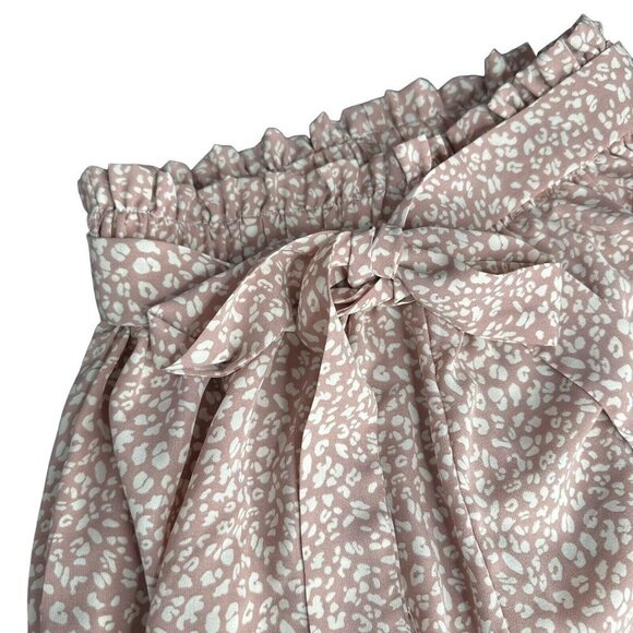 Shein Print Dress Shorts With Tie Lightweight Mauve Color - Picture 7 of 16